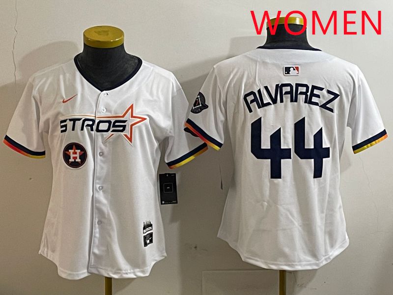 Women Houston Astros #44 Alvarez White three generations Joint Name Nike 2025 MLB Jersey style 12->women mlb jersey->Women Jersey